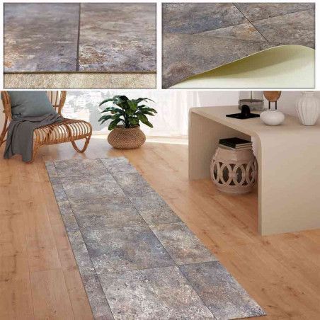 Devise vinyl carpet, rusty metal, zigzag wood, floor covering, made to measure at alfombrasimperio1979.com