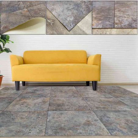 Devise vinyl carpet, rusty metal, zigzag wood, floor covering, made to measure at alfombrasimperio1979.com
