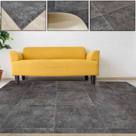 Devise vinyl carpet, rusty metal, zigzag wood, floor covering, made to measure at alfombrasimperio1979.com